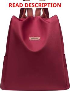 lot 6005 image: Women Burgundy Backpack Purse Anti Theft Lightweight Nylon Travel Daily Bag Green