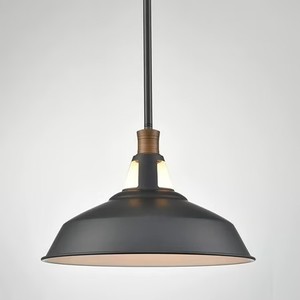 lot 6014 image: $149 Industrial Matte Black Pendant Light Rod Hung , Adjustable Height
