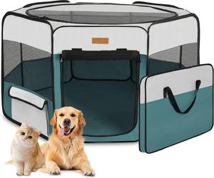 lot 6018 image: Akinerri Portable Dog Playpen, Foldable Pet Play Pen for Puppy Cat, Blue