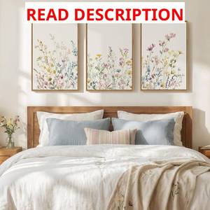 lot 6029 image: Large Framed Botanical Watercolor Floral Canvas Wall Art Bedroom, 16x24 In