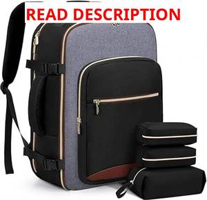 lot 6035 image: Fashion Waterproof Travel & Business Backpack for Men and Women, 4-Piece Set with Pouches, Large Capacity 17-Inch Laptop Bag for School and Work (Sage Green and Cream)