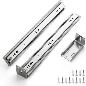 lot 6037 image: $135 22 Inch Soft Close Drawer Slides, Side Mount Ball Bearing, 10 Pairs, Silver