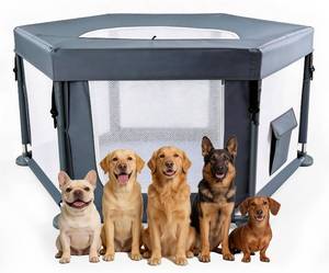 lot 6046 image: 55x55x27.5 in Sturdy Dog Playpen Indoor, Heavy Duty Puppy Play Pen with Removable Zipper Top & Easy-Detach Washable Bottom, Secure Playpen for Dogs