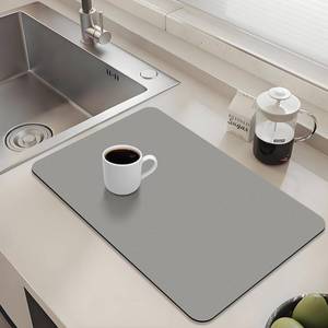 lot 10022 image: OcePor Dish Drying Mat,15x18 Dish Drying Mats for Kitchen Counter,Coffee Bar Mat,Self Dish Drying Pad,Water Absorbent Dry Mats for Kitchen Dishes,Coffee Station(Light Grey)