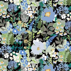lot 10026 image: Yasinet Floral Peel and Stick Wallpaper Vintage Flower Wallpaper BlackBlueGreen Floral Contact Paper Removable Self-Adhesive Waterproof Wall Paper Decor for Cabinets Bedroom 78.7x 16.1