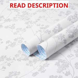 lot 10038 image: Guvana Peel and Stick Wallpaper Grey White Wall Paper Self Adhesive Removable Wallpaper for Bathroom Bedroom Modern Boho Floral Contact Paper for Cabinets and Drawers Waterproof Vinyl 17.3 197