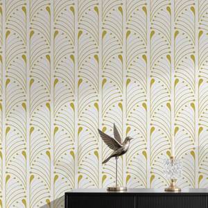 lot 10051 image: Kitico Gold and White Peel and Stick Wallpaper Gold Geometric Contact Paper Vinyl Waterproof Self Adhesive Wallpaper Removable Contact Paper Decorative Walls Furniture Covering17.3x393.7