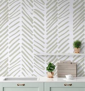 lot 10052 image: Guvana 17.7 394 Striped Wallpaper Beige and White Contact Paper Line Peel and Stick Wallpaper Boho Self Adhesive Removable Wall Paper for Bedroom Cabinets Decoration