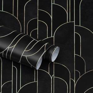 lot 10053 image: Kitico Black Wallpaper Geometric Peel and Stick Wallpaper 16.1x393.7 Contact Paper Removable Wall Paper Black Gradual Color Self-Adhesive Waterproof for Bedroom Walls Decorative Vinyl
