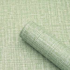 lot 10055 image: Grasscloth Wallpaper Green Textured Removable Self Adhesive Peel and Stick Wallpaper for Room Cabinet Countertops Decor (17.7 x 78.7, Green Grasscloth)