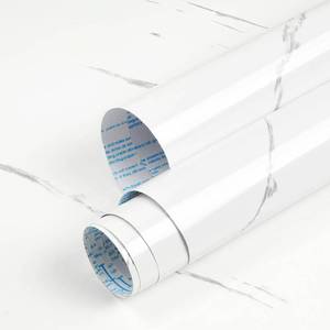 lot 10059 image: CiCiwind Glossy Marble Wallpaper White Grey Marble Contact Paper Thicken Peel and Stick Wallpaper Marble Self Adhesive Removable Wallpaper for Bathroom Kitchen Cabinets 15.7 78.7 