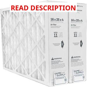 lot 5215 image: Honeywell FC100A1029 (1 Pack) - 16 x 25 x 4 Pleated Air Filter, MERV 11 Bundle with Same Day Supply Filter Change Reminder
