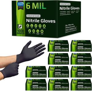 lot 5225 image: Inspire 6 Mil HEAVY DUTY Stretch Nitrile Black Gloves Disposable Latex Free Small $95
