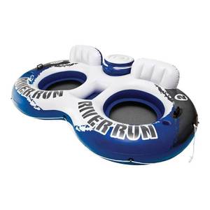lot 5226 image: Intex River Run II BlueWhite Plastic Inflatable Lounge Double Pool Float