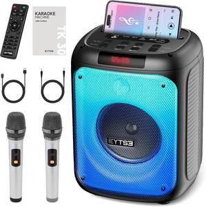 lot 5234 image: Karaoke Machine for Adults with 2 Wireless UHF Microphones, 120W Peak Portable Bluetooth Karaoke Party Speaker with Party Lights, Echo Effects, TWS Stereo SoundUSB Recording for IndoorOutdoor