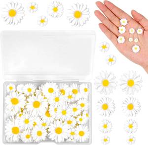 lot 5243 image: Molain 50pcs Mini Daisy Decorations, Resin Daisy Flowers Crafts Small Decorative Daisies Charms for DIY Crafts, Party, Home Decoration(White)