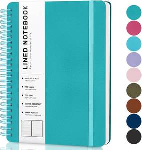 lot 5244 image: Lot of 3, Lined Spiral Journal Notebook, A5 Hardcover Leather Notebook for Work, 5.7 8.2, 100GSM Thick Paper Spiral Bound Journaling Notebooks for Women & Men Office School Note Taking Business, Lake Blue