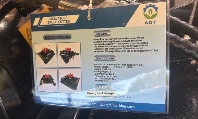 lot 7007 image: AGT unused Excavators Brush Cutter EXRC-54 54 Cutting Width Caterpillar 308