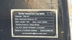 lot 8026 image: Unused Future Skid Steer Telescopic Boom - 440 lb Capacity