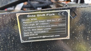 lot 8038 image: Unused Future FT-SF60 Skid Steer Side Shift Forks