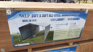 lot 8116 image: Unused SKLP SK-ZP20 All-Steel Garage Carport - 20 x 30 ft