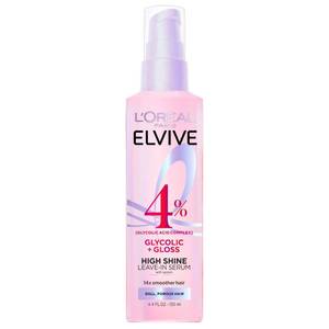 lot 39458 image: LOreal Paris Elvive Glycolic  Gloss High Shine Leave-In Hair Serum, Smooths Dull, Porous Hair Into High-Shine, Glossy Hair, 4.4 Fl Oz - Retail $8