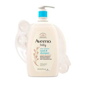 lot 39478 image: Aveeno Baby Daily Moisture Body Wash & Shampoo with Oat Extract, 33 fl. oz - Retail $19