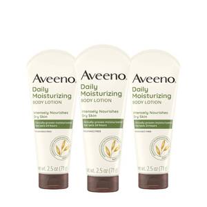 lot 39481 image: Aveeno Daily Moisturizing Body Lotion, Fragrance-Free, 2.5 fl. oz, 3 Pack - Retail $10