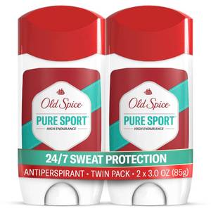 lot 39496 image: Old Spice Antiperspirant Deodorant For Men, High Endurance, 247 Sweat Defense & Odor Protection, 247 Freshness & Lasting Scent, Pure Sport Scent, 3.0 oz (Pack of 2) - Retail $7