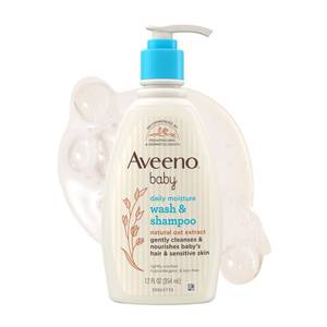 lot 39506 image: Aveeno Baby Daily Moisture Wash & Shampoo, Tear-Free, 12 fl. oz - Retail $9