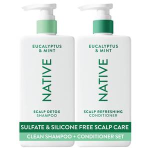 lot 39518 image: Native Scalp Detox Shampoo and Conditioner, Eucalyptus & Mint, Naturally Derived Ingredients  All Hair Types, Color & Treated, Fine to Dry Damaged, Sulfate & Dye Free - 2-Pack - Retail $26