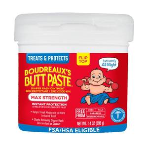 lot 39532 image: Boudreaux��s Butt Paste Maximum Strength Diaper Rash Cream, 14 Oz Jar - Retail $15