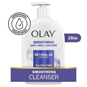 lot 39575 image: Olay Retinol 24  Peptide Face Wash  Smoothing  Sulfate-Free  For All Skin Types  16 oz - Retail $29