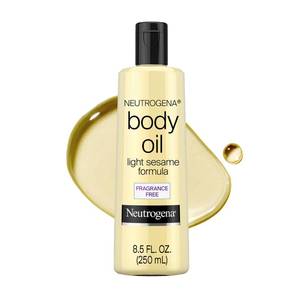 lot 39639 image: Neutrogena Body Oil Light Sesame Formula, Fragrance-Free, 8.5 fl. oz - Retail $16