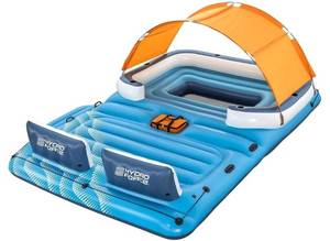 lot 39690 image: Bestway CoolerZ Tropical Breeze Party Island, Large 6 Person Adult Inflatable Lounger Lake Float - Retail $230