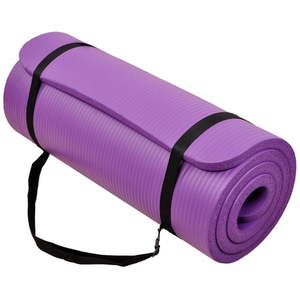 lot 39693 image: BalanceFrom GoCloud 71x24 Inches Extra Thick Yoga Mat 1-Inch High-Density Foam  Purple - Retail $53