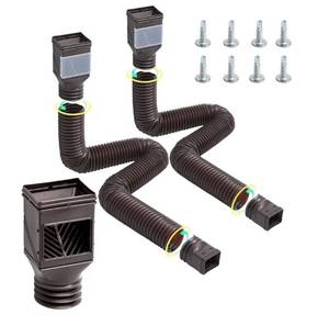 lot 39702 image: VEVOR HC3003G2 Rain 2-Pack Flexible Downspout, Spout Drain Extendable from 22 to 63, Gutter Extensions with Adapters, for Rainwater Drainage - Retail $26