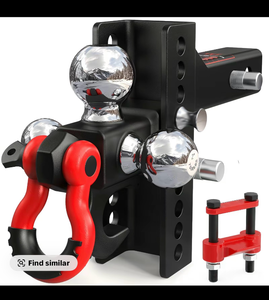 lot 187 image: TYT Adjustable Heavy-Duty Trailer Hitch Tri-Ball Mount Tools with Locks, Pin & Rotatable Tow Shackle, Anti-Theft Locking Syste... - Retail $199