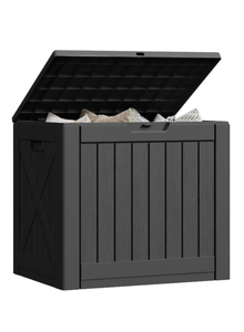 lot 192 image: 35-40 Gallon Black Plastic Deck Box - Retail $50
