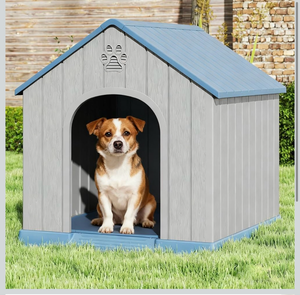 lot 202 image: Dog House Outdoor Indoor, Weatherproof Dog House with Elevated Floor and Air Vents for Small to Medium Dogs, Easy Clean and Assemble - Retail $75