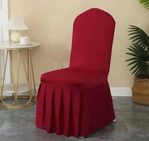 lot 211 image: 100pcs wine red pleated skirt spandex chair cover hotel banquet chaircloth party events wedding decoration seat protecior slip cover - Retail $0