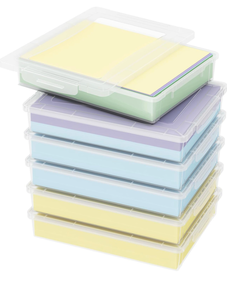 lot 213 image: Lifewit 5 Qt Clear Storage Bins with Lids, 6 PcsMulti-Purpose Plastic File Box with Latching Lids, Document Containers for Scrapbook, Magazine, Photo, Craft, Art Supplies - Retail $40