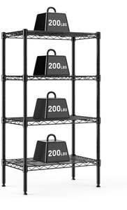 lot 220 image: 4-Tier Metal Wire Storage Shelves, Adjustable Standing Storage Rack Shelf, Heavy Duty Steel Shelving Unit Organizers for Kitchen Bathroom Pantry Garage, 23.3 W�13.4 D�47 H, Black - Retail $40