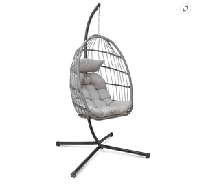lot 263 image: Hanging Egg Chair with Stand 350 lbs Weight Capacity - Retail $150
