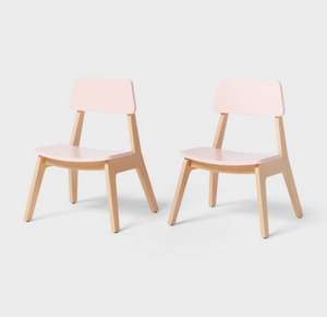 lot 277 image: 2pk Kids Wood Activity Chair Natural - Pillowfort Pink - Retail $120