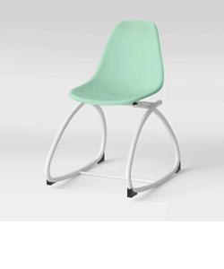 lot 285 image: Pillowfort Adaptive Rocking Desk Chair Crystallized Green Seat True White Legs  - Retail $100