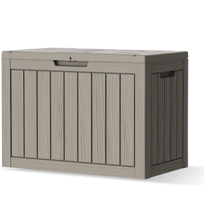 lot 300 image: Outdoor Deck Storage Box, 50 Gallon Deck Box, Lockable Patio Storage BenchResin, Waterproof, Weatherproof & UV-Resistant,Garden Furniture Cushion Pool Accessories - Retail $60