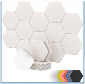 lot 303 image: TONOR 12 Pack High Density Hexagon Acoustic Panels for Wall, 12x 10x 0.4Full Self-adhesive, Sound Insulation Treatment Foam Panel, Echo Absorbing Padding for Studio, Office, Home, White - Retail $30