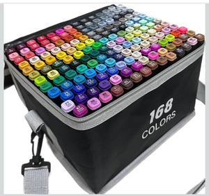 lot 325 image: 168 Color Marker Set with Storage Case and Color Reference Cards - Retail $45
