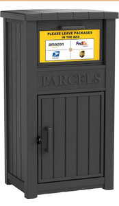 lot 331 image: Package Delivery Box with Sign, Lockable & Weatherproof Anti-Theft Parcel Delivery Box for Porch, Curbside, Patio,Black - Retail $160